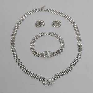 Silver-tone Necklace, Bracelet and Earrings Set